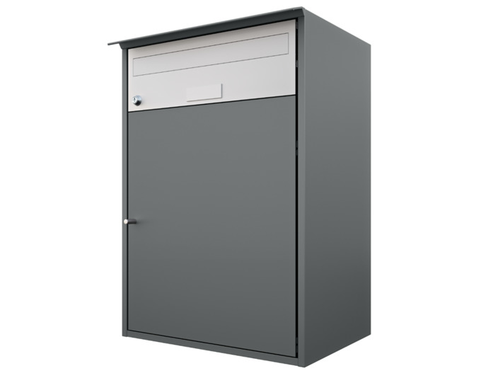 Briefkasten Alu 400 mit Ablagefach,dunkelgrau metallic<br>