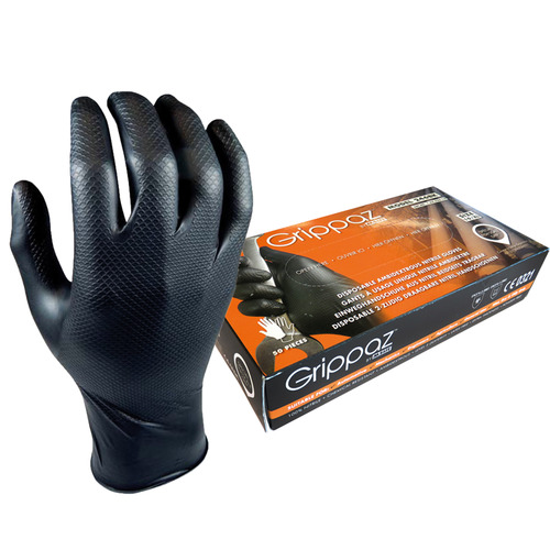 Einweg-Hands. Nitril Grippaz schwarz, Gr.XL, <br>