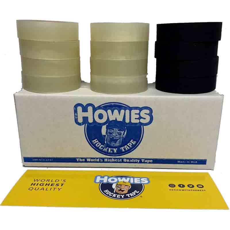 Howies Tape Box - 4 x black cloth t. / 8 x clear tape breit<br>