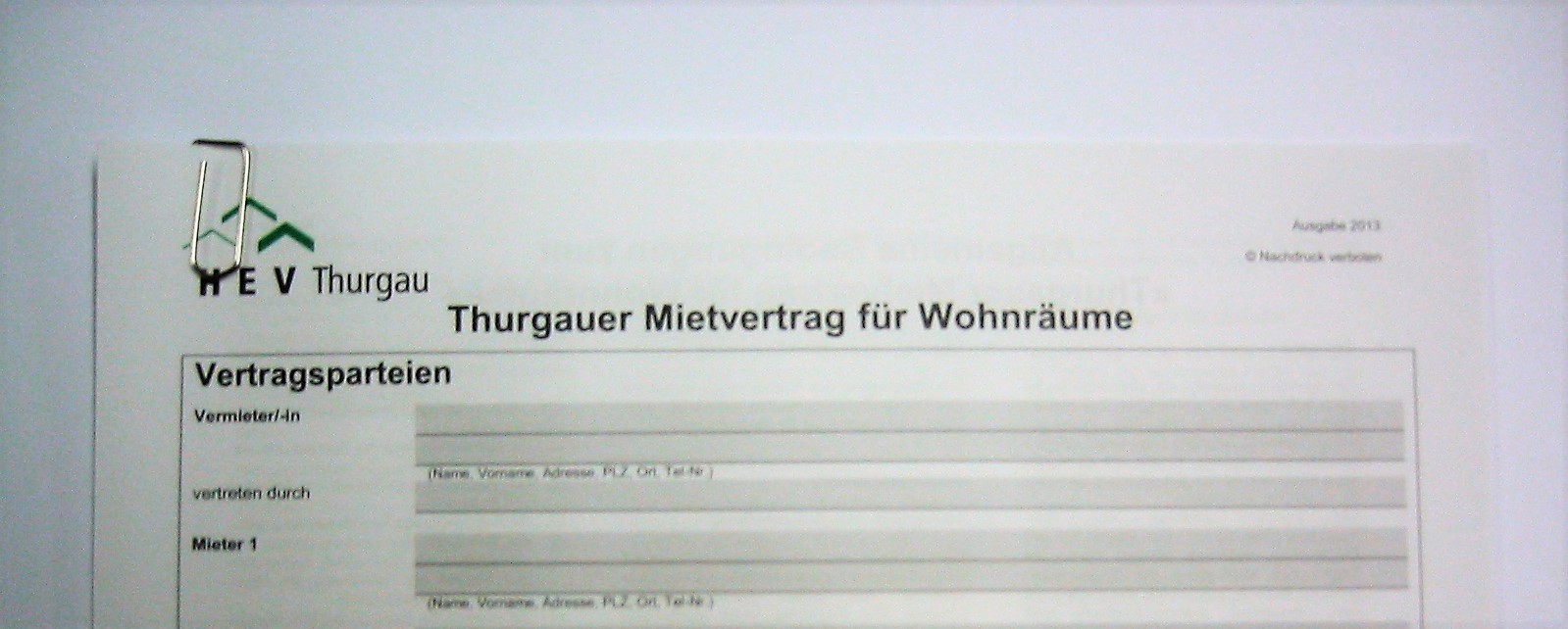 Mietvertrag Kanton Thurgau à 2 Stk.<br>
