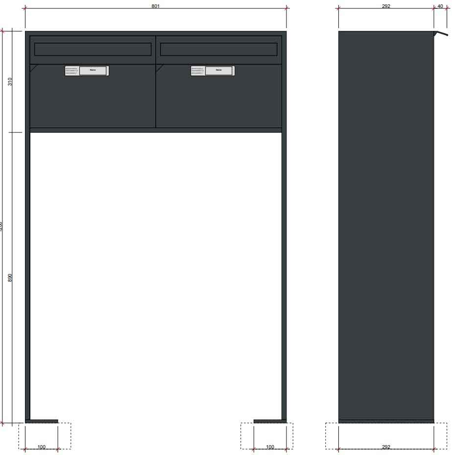 Briefkasten Alu 400 2er Anlage<br>