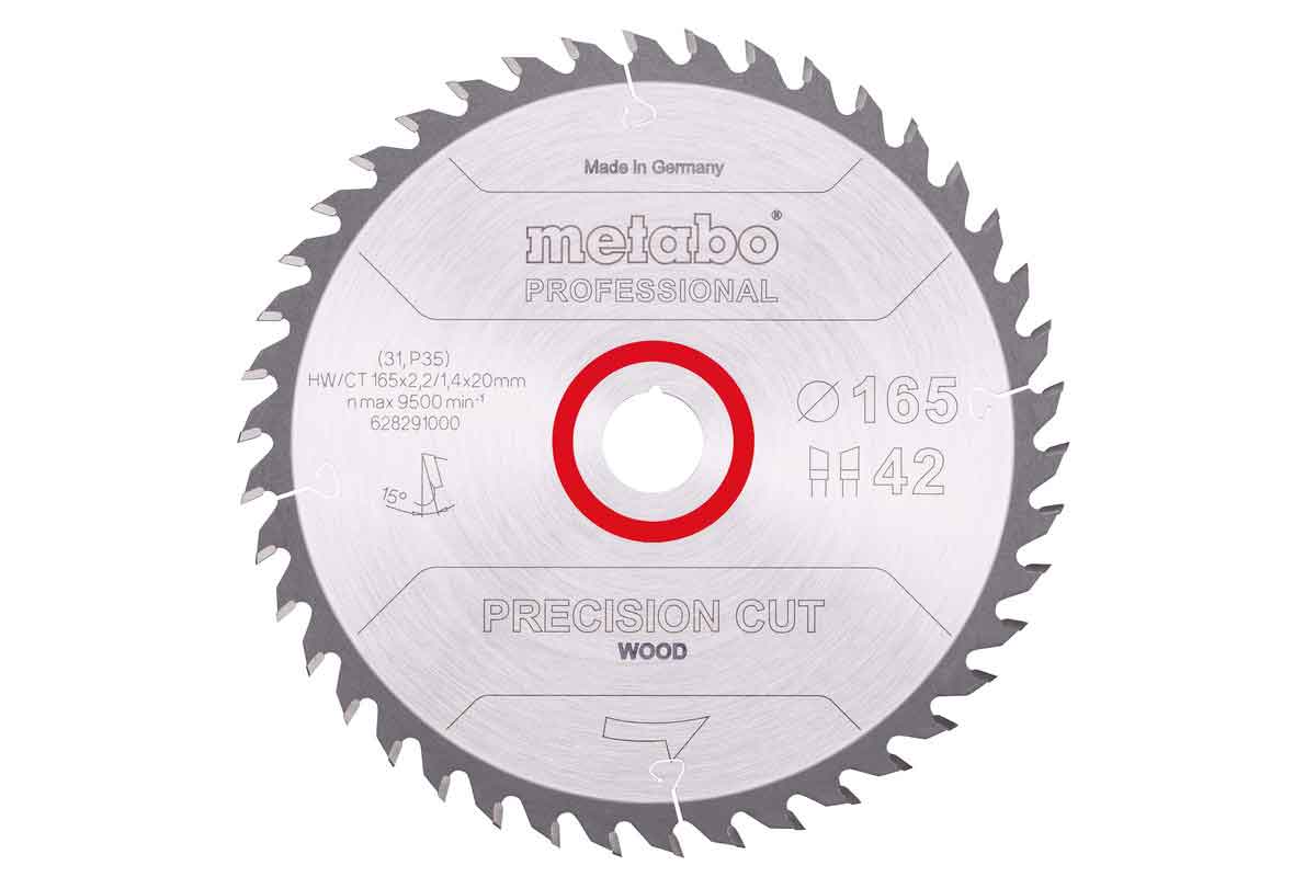 Sägeblatt precision cut wood - professional", 165x20 Z42 WZ 15° (628291000)"<br>