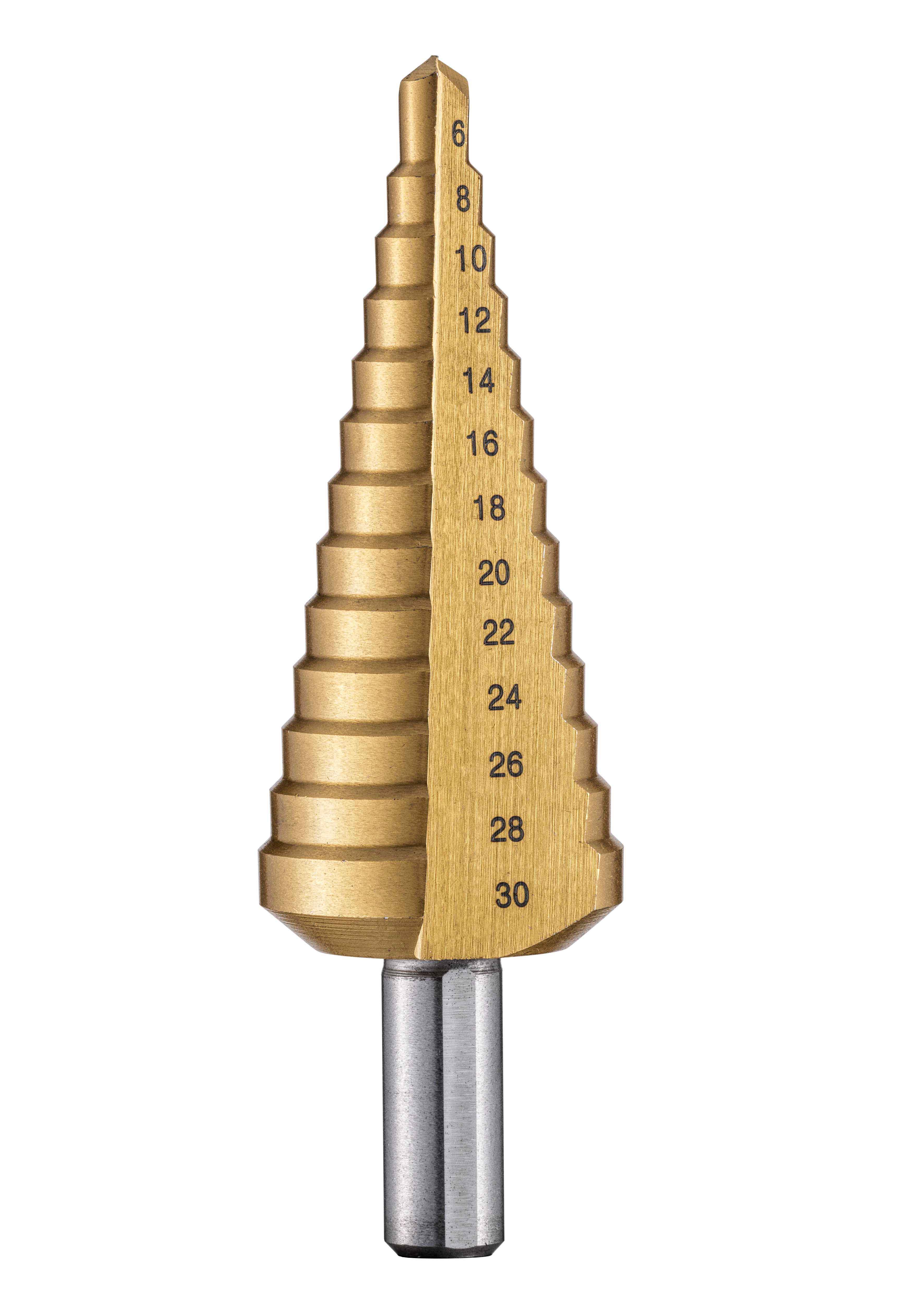 Stufenbohrer HSS-G-TiN mit Kreuzanschliff <br>