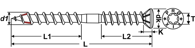 Fassad. PRO-UNX A2 geg. 4,5x50 Langband Edelstahl 1.4567  T20<br>