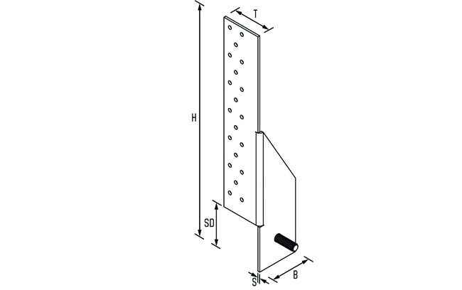 Zuganker HT2 LL 425x60/60x3,0 Lasche links M10 St.blau-verz.<br>