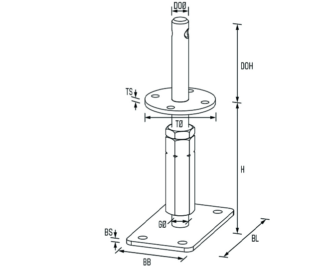 St.fuss Typ D03 a.B.hv. 24x120 Dol. M24x165-236 ZinTOP zi.ni.<br>