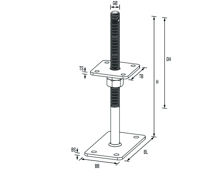 Stü.fu. Typ D05 a.B.hv. 22x250 Träg.pl. 80x80x6 ZinTOP zi.ni.<br>