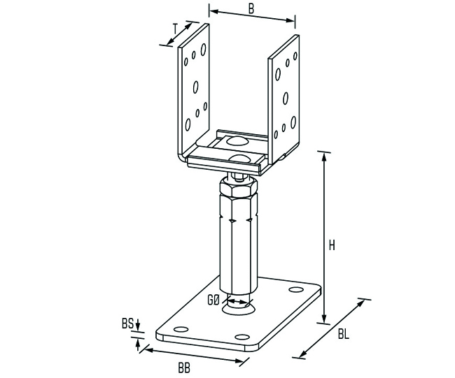 Stü.fu. Typ U70 a.B.hv. 70-150 Dol. M20x150-200 ZinTOP zi.ni.<br>