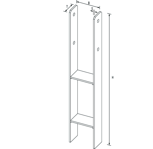 Stützenfuss Typ H     71x600x6 feuerverzinkt<br>