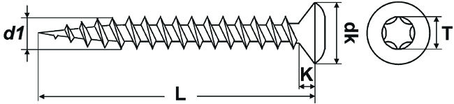 LSK-Spanplattenschr. 4,0x40 mm vernickelt, Kopf 6,9       T15<br>