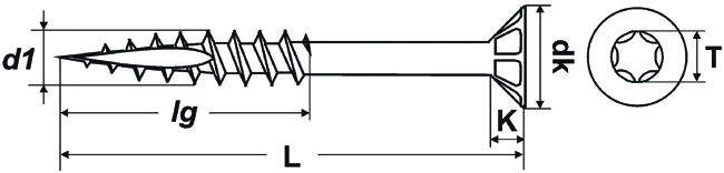 SK-Vario-Schrauben 4,0 x 35 mm blau verz. mit Schaft      T20<br>