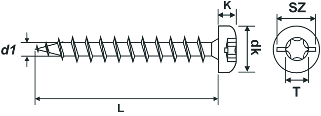 Elektrikerschraube T20 5,0x 60 Bohrd.4,0mm dübellos verz. T20<br>