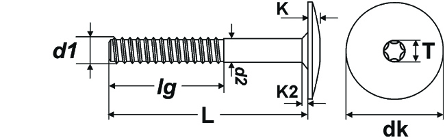 Treppenschr. PTS-H  10.5 x 265 vernickelt                 T40<br>