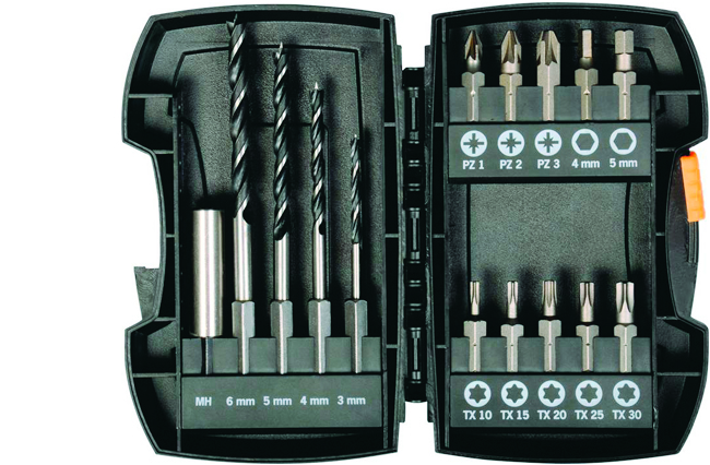 Bohrer-Bit-Set 15 tlg. in Kunststoffbox<br>