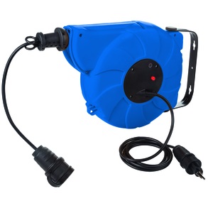 Rouleau de rétraction du câble bleu 11m Dd 3x1,5mm² noir Prise et raccord en caoutchouc T12/T1