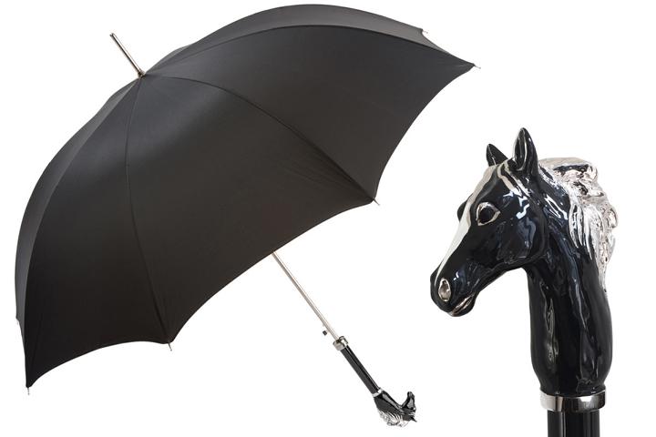 Schwarzes Pferd mit Silbermähne