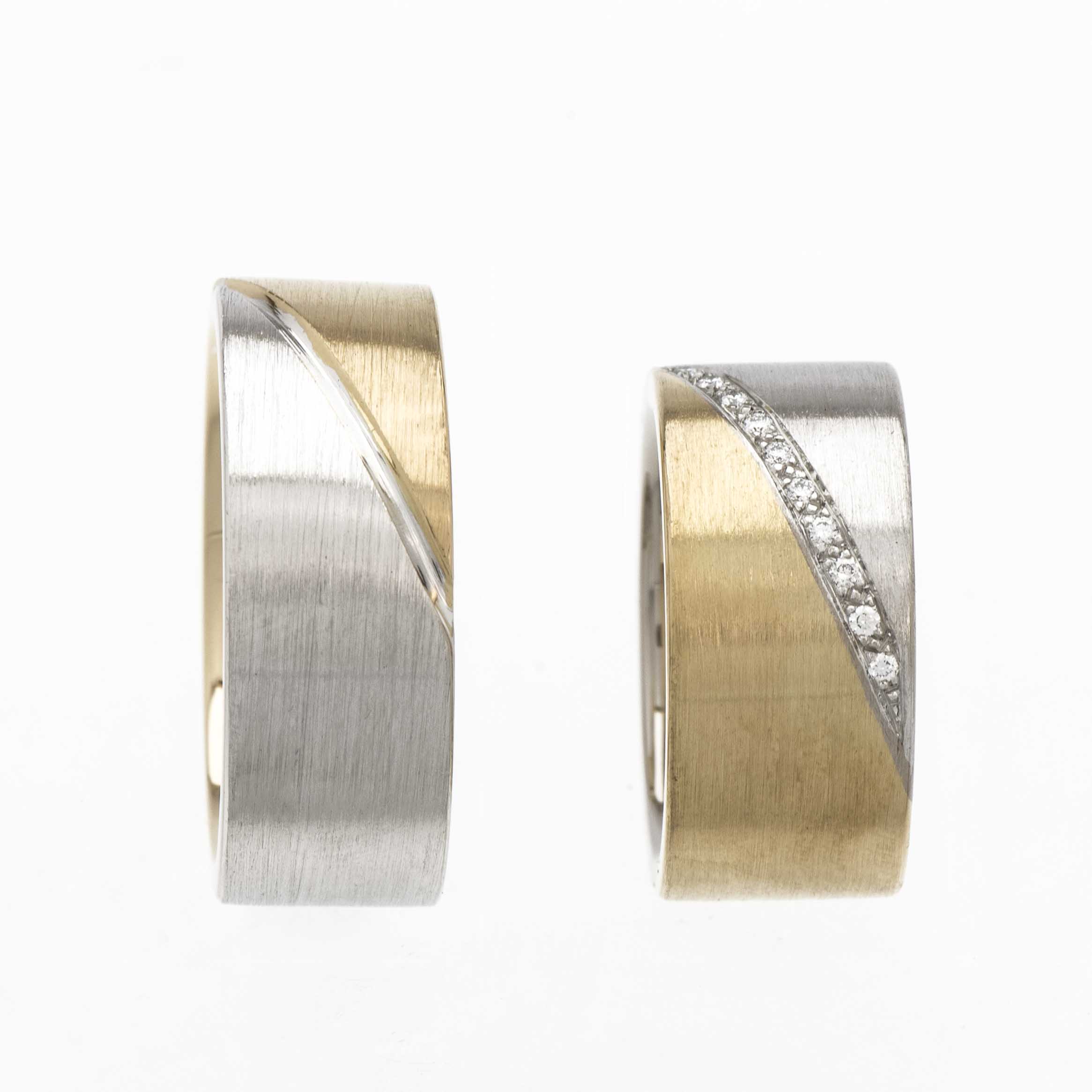 Zweifarbige Trauringe von Goldschmied Stutz 