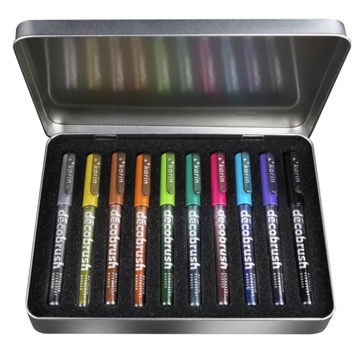 KARIN Deco Brush Metallic, Metallbox 10 Stück