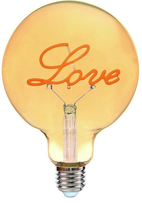 Glühbirne LED Bernstein "Love" stehend<br>