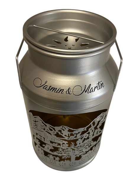 Milchkannen Laterne Le Chalet silber mini