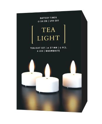 Teelicht LED weiss 6 Stk. mit Timer 5h on / 19h off