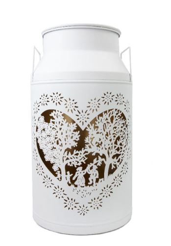 Milchkannen Laterne Les Amoureux weiss gross