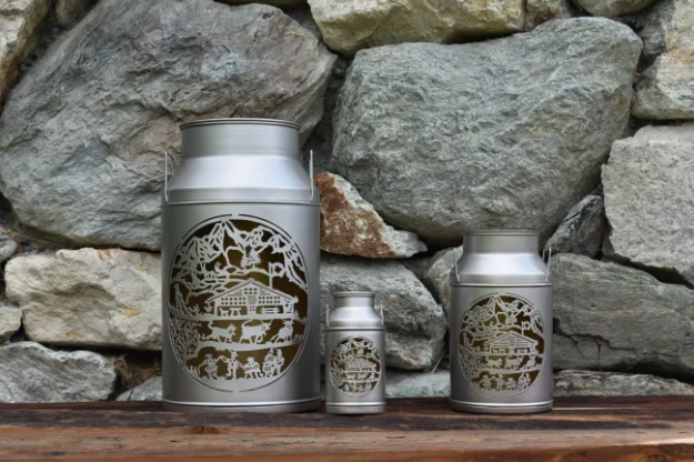 Milchkannen Laterne Le Chalet silber mini