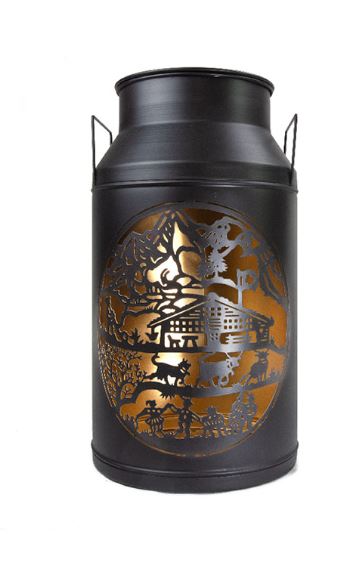 Milchkannen Laterne Le Chalet schwarz gross