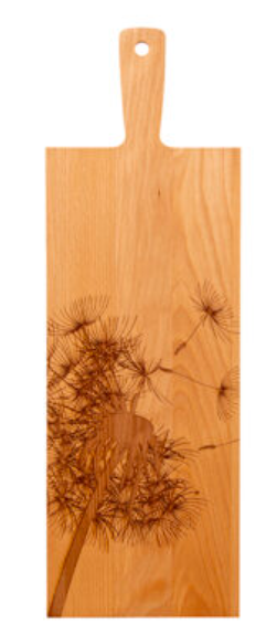 Kadastar Holzbrett “Pusteblume Zoom”, 60x20x2 cm, Buche
