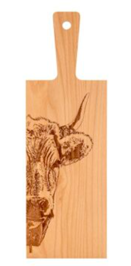 Kadastar Holzbrett “Hornkuh Zoom”,       40x13x2 cm, Buche