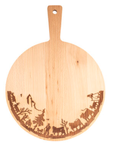 Kadastar Holzbrett rund “Alpaufzug Familie”, Ø 29 cm, Buche