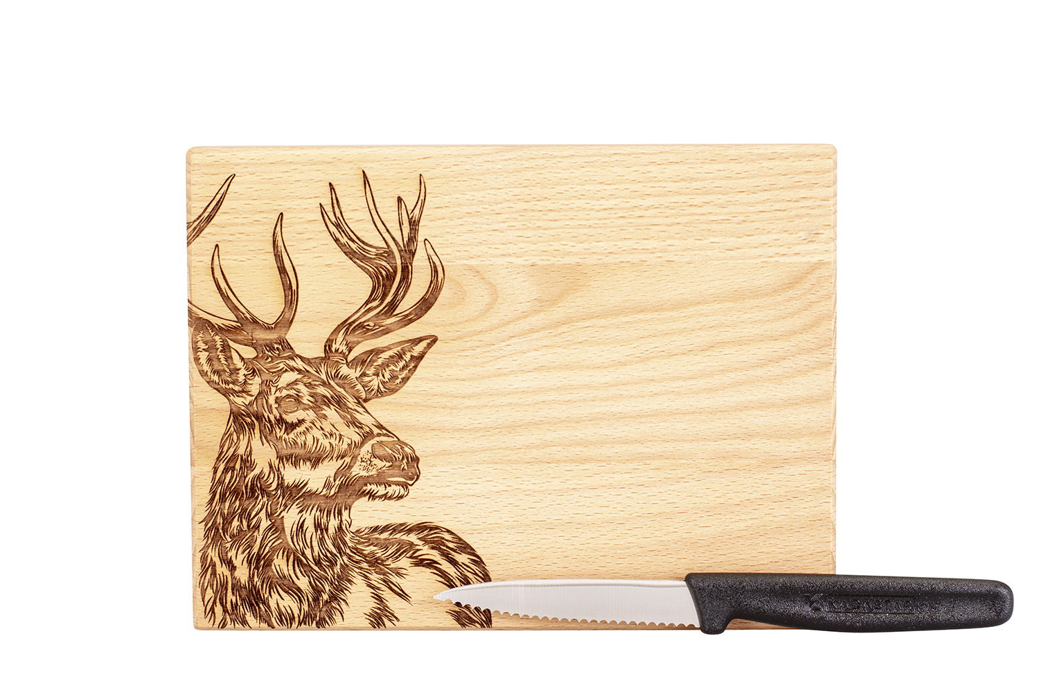Kadastar Messerbrett XL “Hirsch” 20x15x2 cm mit Messer + Beutel