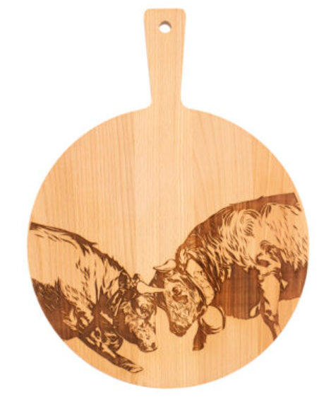 Kadastar Holzbrett rund “Eringer Kühe”, Ø 29 cm, Buche