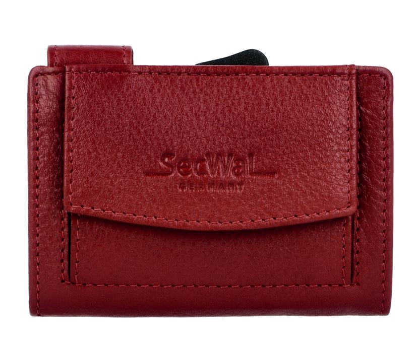 SecWal 2 Portemonnaie mit Münzfach, 10 Karten, RFID-Schutz, rot