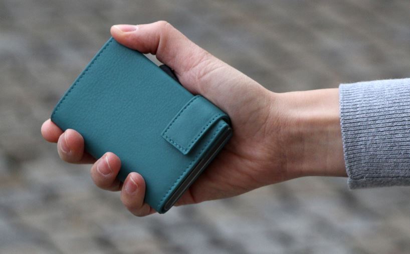 SecWal 2 Portemonnaie mit Münzfach, 10 Karten, RFID-Schutz, türkis