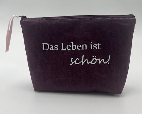 Täschli “Das Leben ist schön!” brombeer