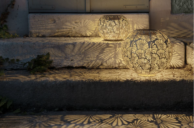 STT Solar Laterne Antic Globe Blossom