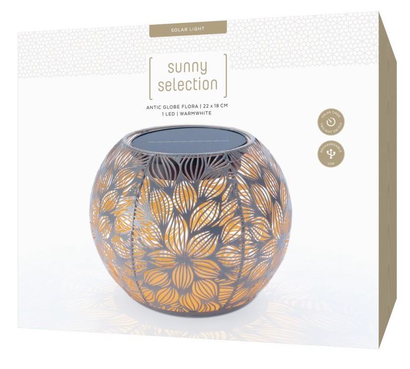 STT Solar Laterne Antic Globe Flora
