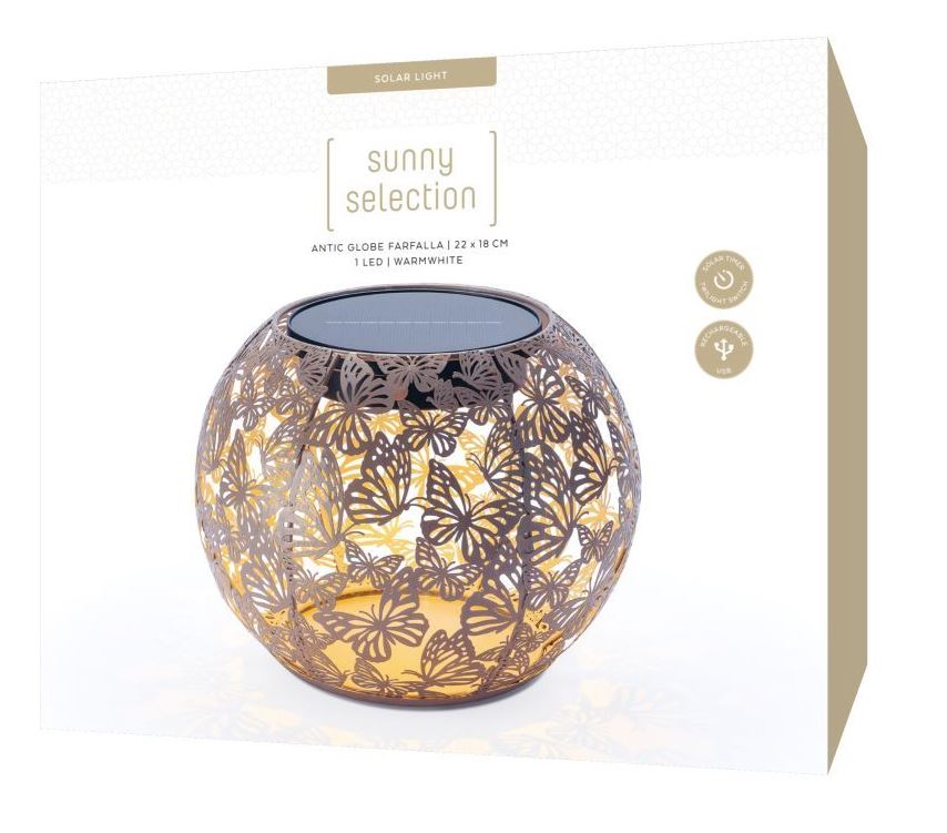 STT Solar Laterne Antic Globe Farfalla