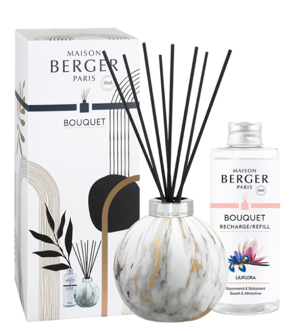 Maison Berger Duftstäbchen Marbrure weiss mit Duft Liliflora