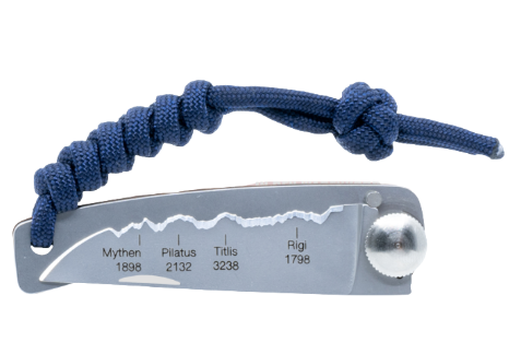 Panorama Knife Klappmesser Zentralschweizer Alpen, Kiss mit Paracord blau