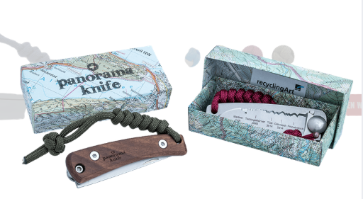 Panorama Knife Klappmesser Zentralschweizer Alpen, Kiss mit Paracord blau