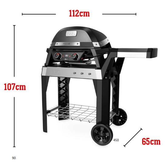 Weber Elektrogrill Pulse 2000 Black mit Rollwagen 85010094