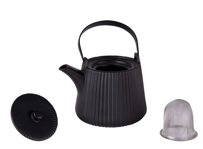 Table Passion Teekrug 1 Liter Tiao schwarz matt mit Teesieb