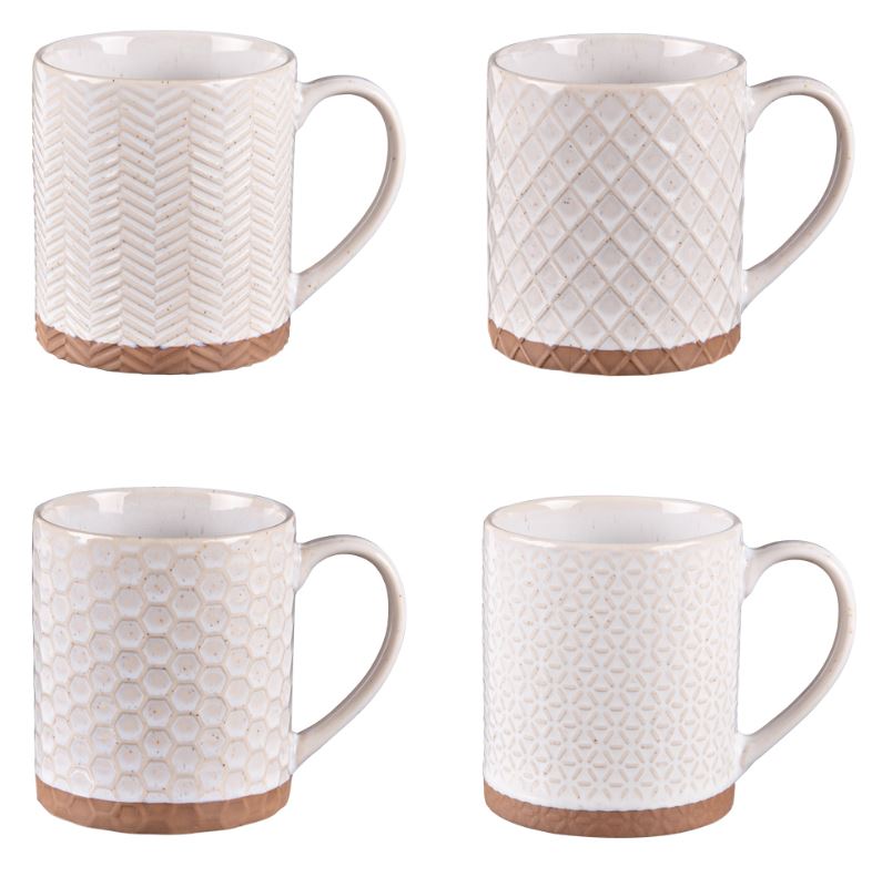 Mug 35 cl 4-er Set Jaspe beige