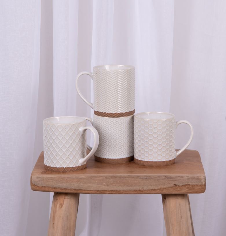 Mug 35 cl 4-er Set Jaspe beige