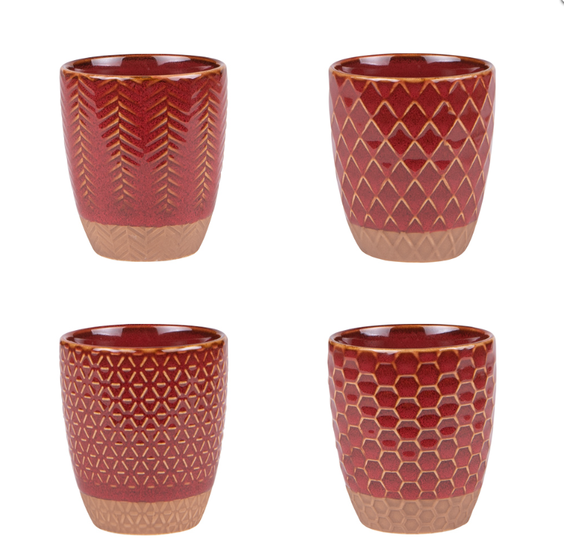 Table Passion Kaffeebecher 20 cl 4-er Set Jaspe rot