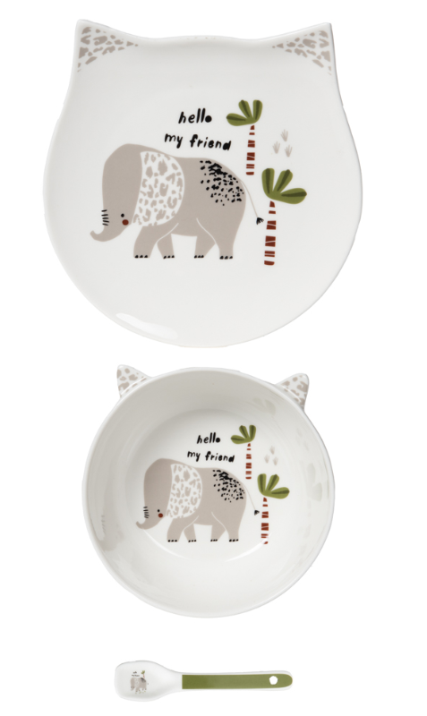 Table Passion Kindergeschirr Set Elefant 3 teilig, Porzellan