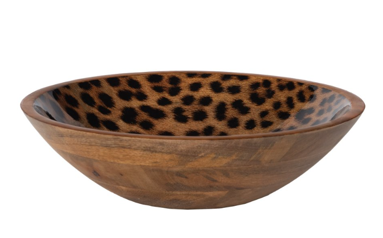 Table Passion Salatschüssel Mangoholz mit Leopardenmuster Ø 30 cm