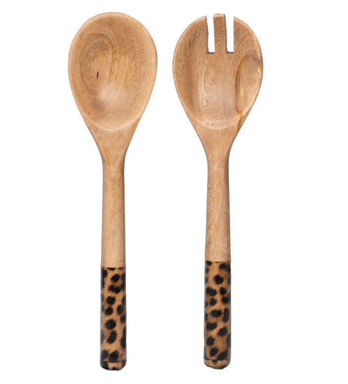 Table Passion Salatbesteck Mangoholz mit Leopardenmuster 28 cm